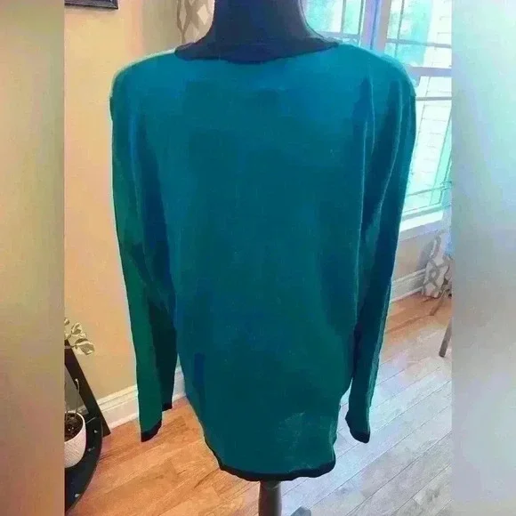 Diane Von Furstenberg Silk Assets Vneck Colorblock Sweater Womens Sz M 100% Silk - Picture 3 of 13